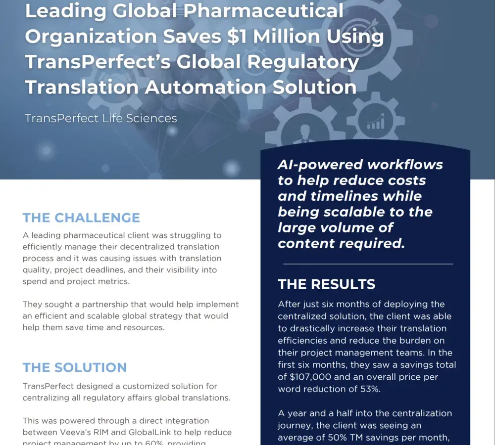 Regulatory Translation Savings Global Pharma